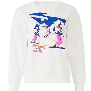 J. Crew white “ski babes” sweatshirt XXS